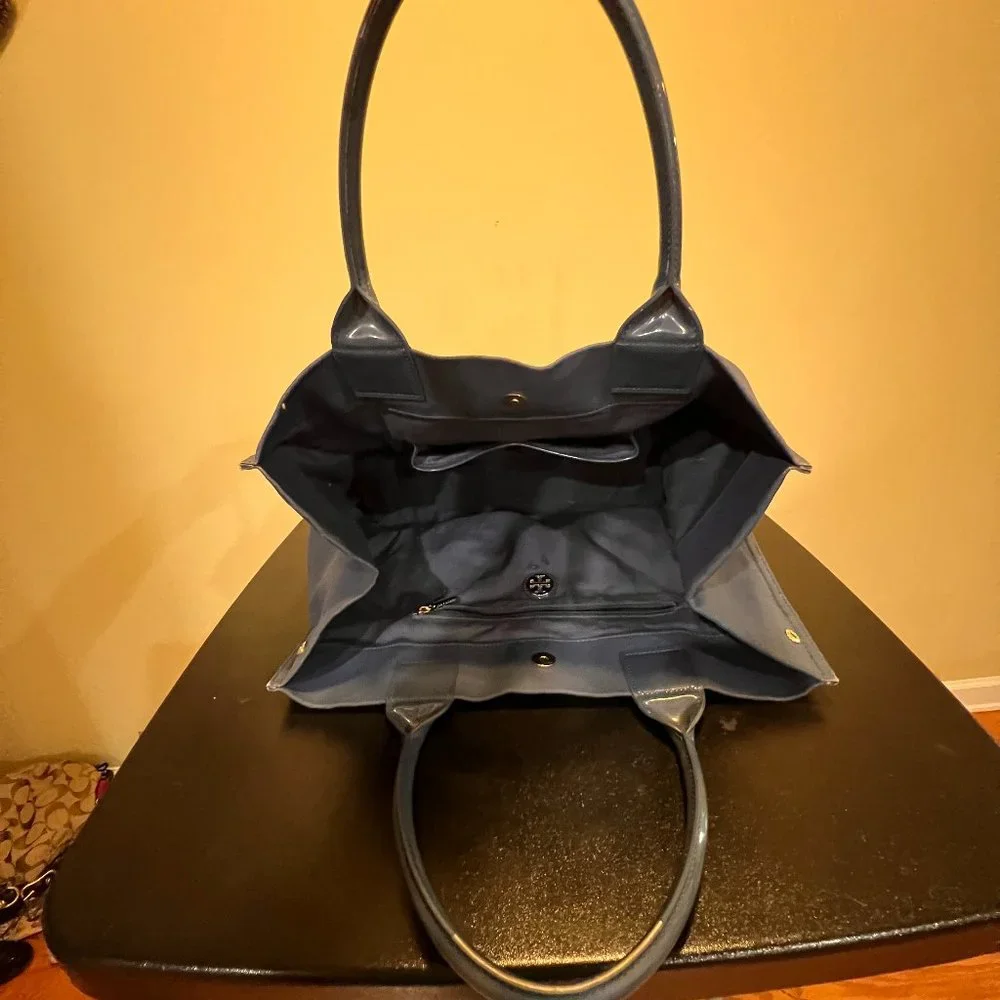 Tory Burch blue Ella tote shoulder bag